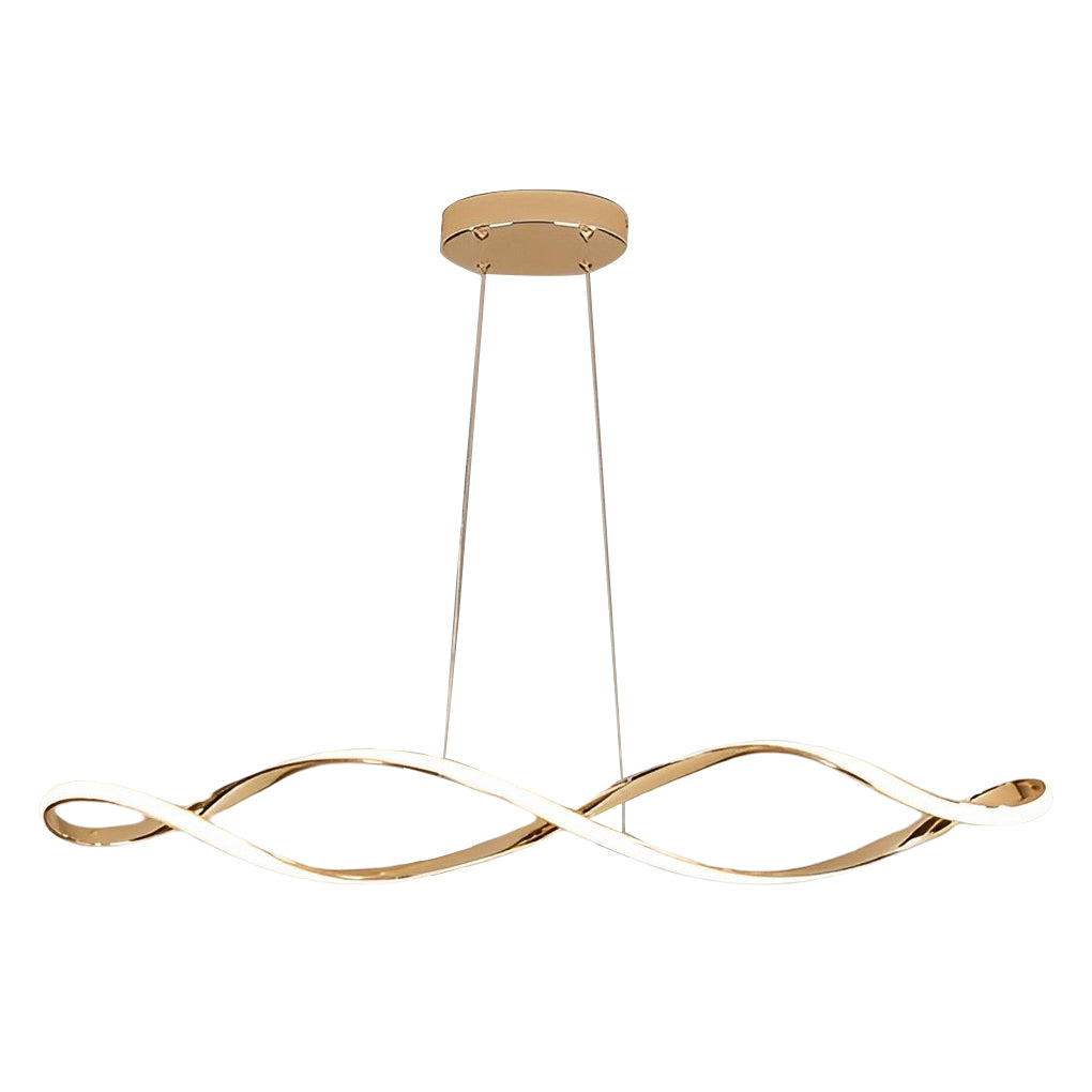 Modern Wave Pendant Light with Stepless Dimming & Remote Control