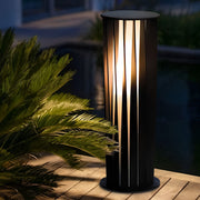 Geometric Cage Solar LED Pathway Light - Industrial Black Aluminum