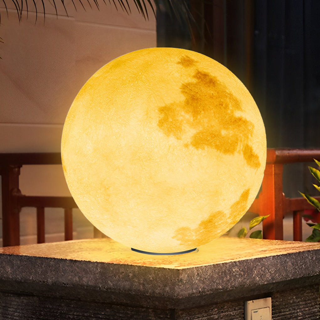 Moon Globe Outdoor Post Light - Modern Pier Mount Pillar Lamp