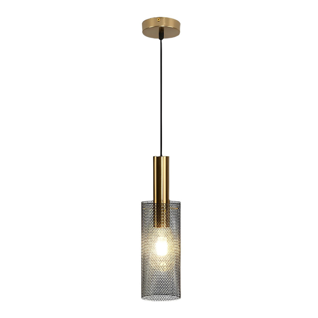Modern Iron Grid Pendant Light - Cylindrical Minimalist Ceiling Lamp