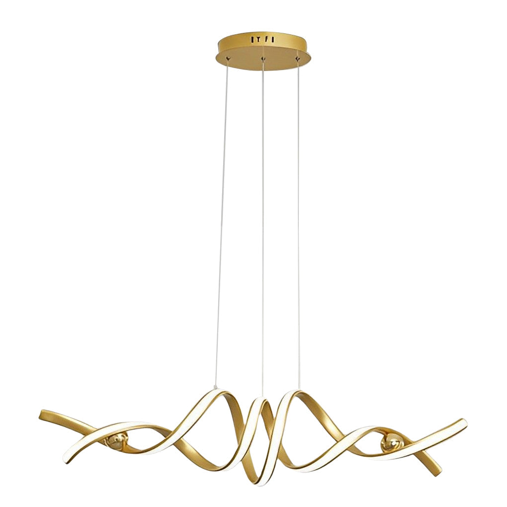 Modern Wave Twisted LED Pendant Light Stepless Dimming Aluminum