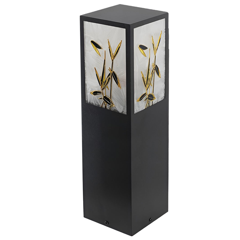 Vintage Square Solar LED Path Light with Floral Acrylic Shade