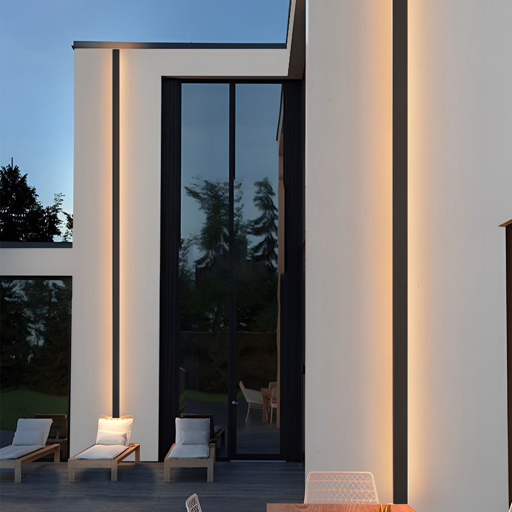 RGB Linear LED Wall Light Waterproof Outdoor Black Metal Fixture