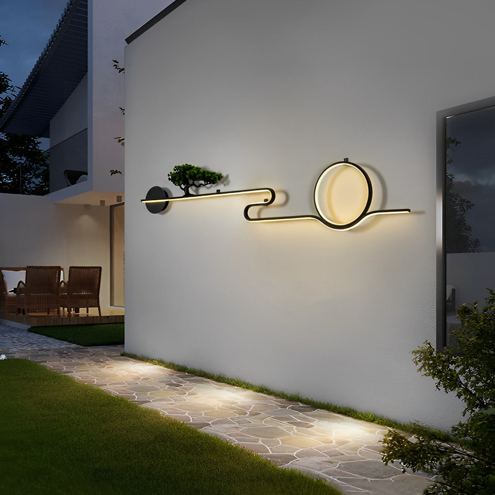 Moon Tree Outdoor LED Wall Light – Modern Waterproof Aluminum Sconce