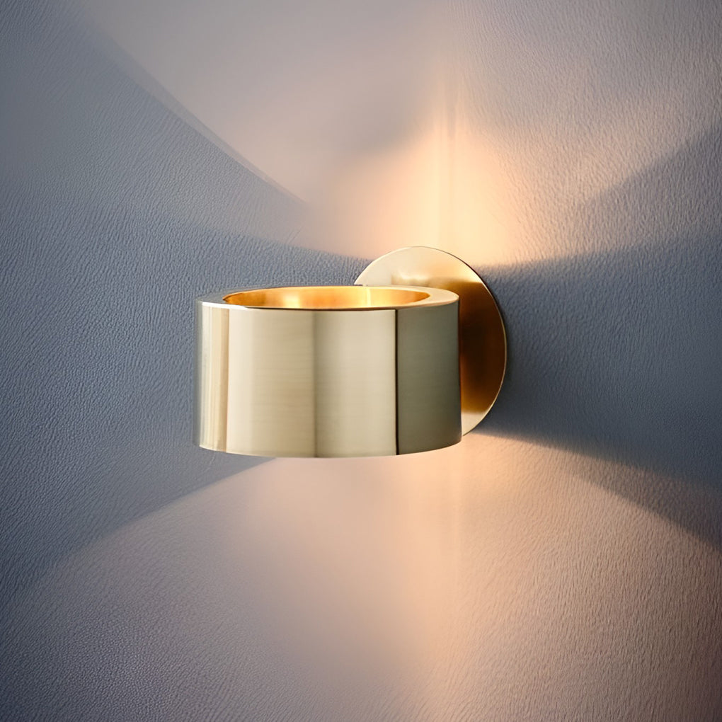 Gold Circular Wall Sconce Modern Up Down Light Iron Finish