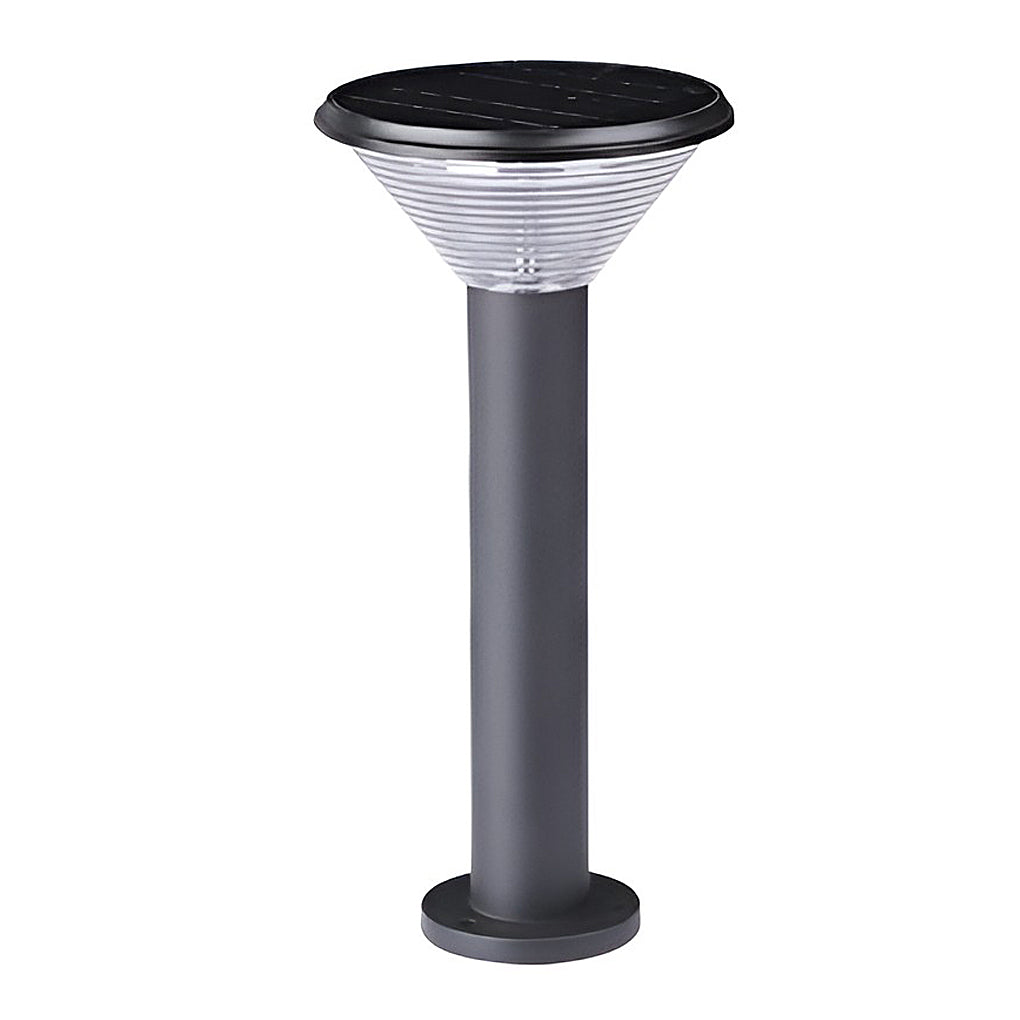 Solar LED Pathway Light Black Cylindrical Outdoor Landscape Lighting