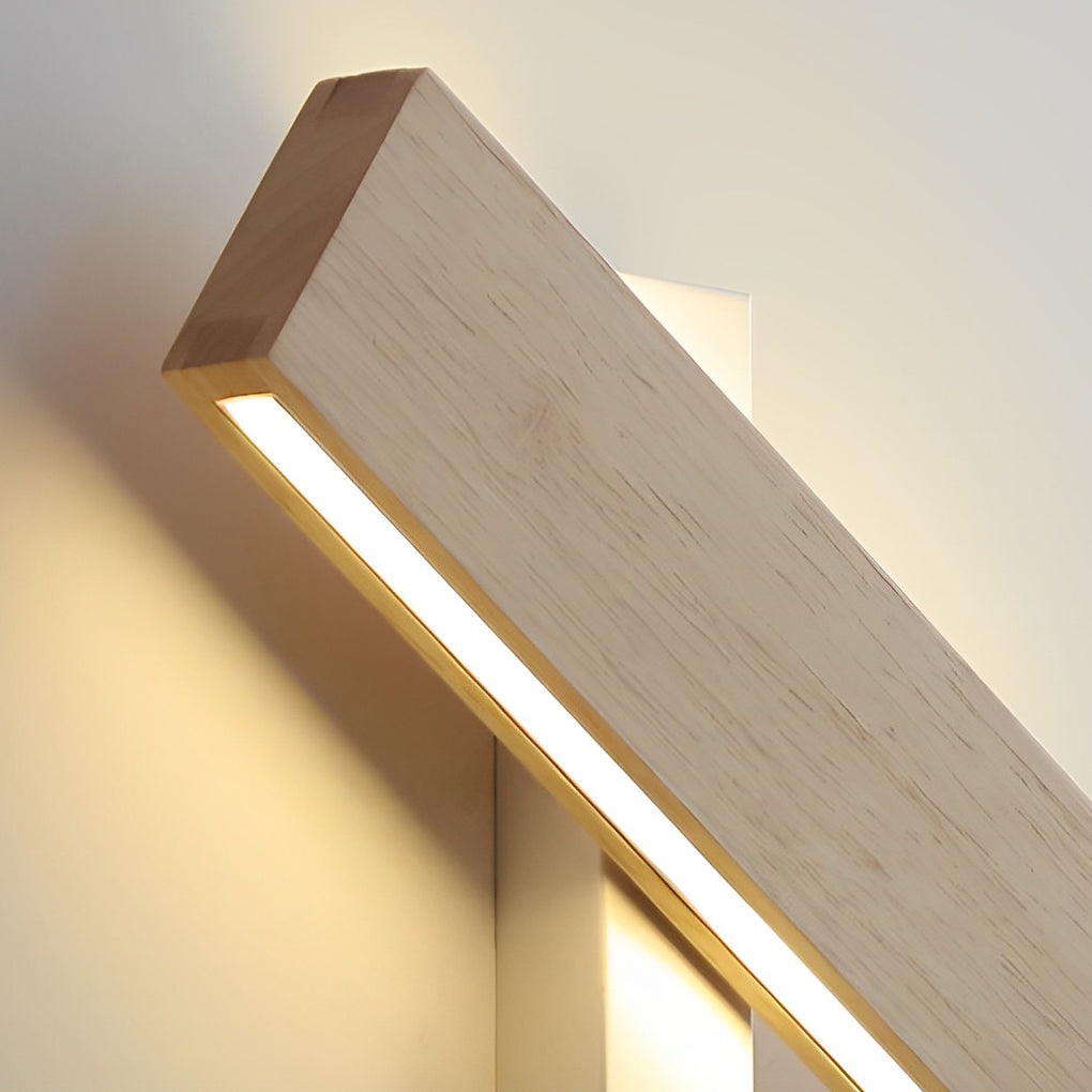 Rotatable Rectangular Wood LED Wall Lamp with Acrylic Shade