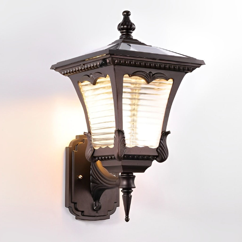 Modern Striped Glass Solar LED Outdoor Wall Light - Black