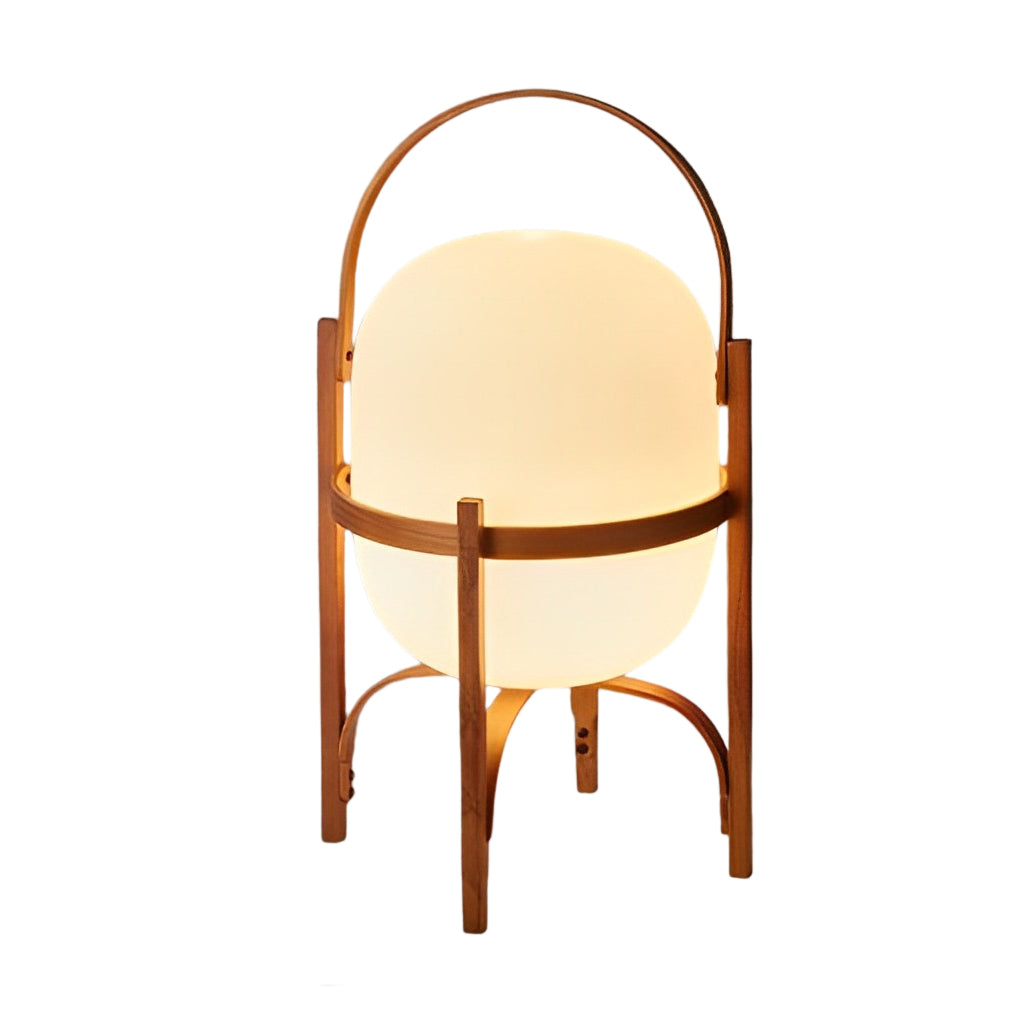 Modern Nordic Wood Frame Table Lamp with Glass Globe Shade