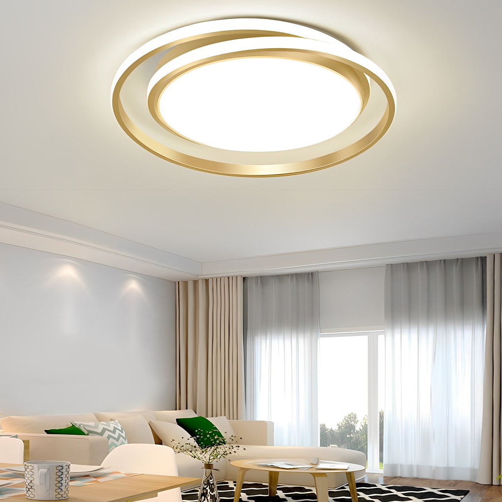 Modern Circular LED Flush Mount Ceiling Light with Dimming Remote