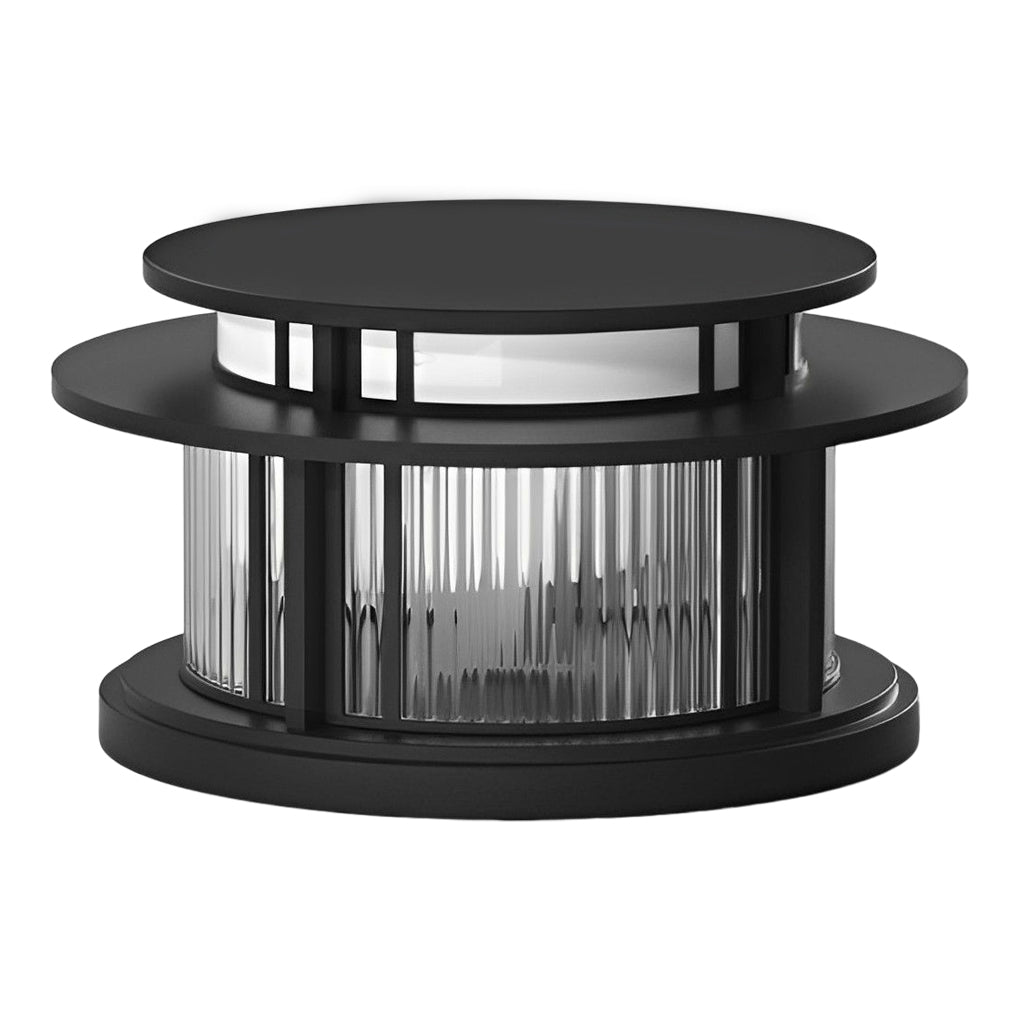 Modern Round Solar Outdoor Post Light - Waterproof LED Pillar Lamp
