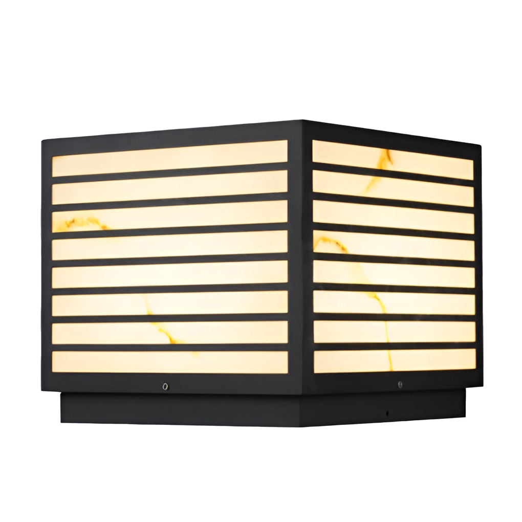 Modern Square Solar LED Outdoor Post Light | Dual Power IP65