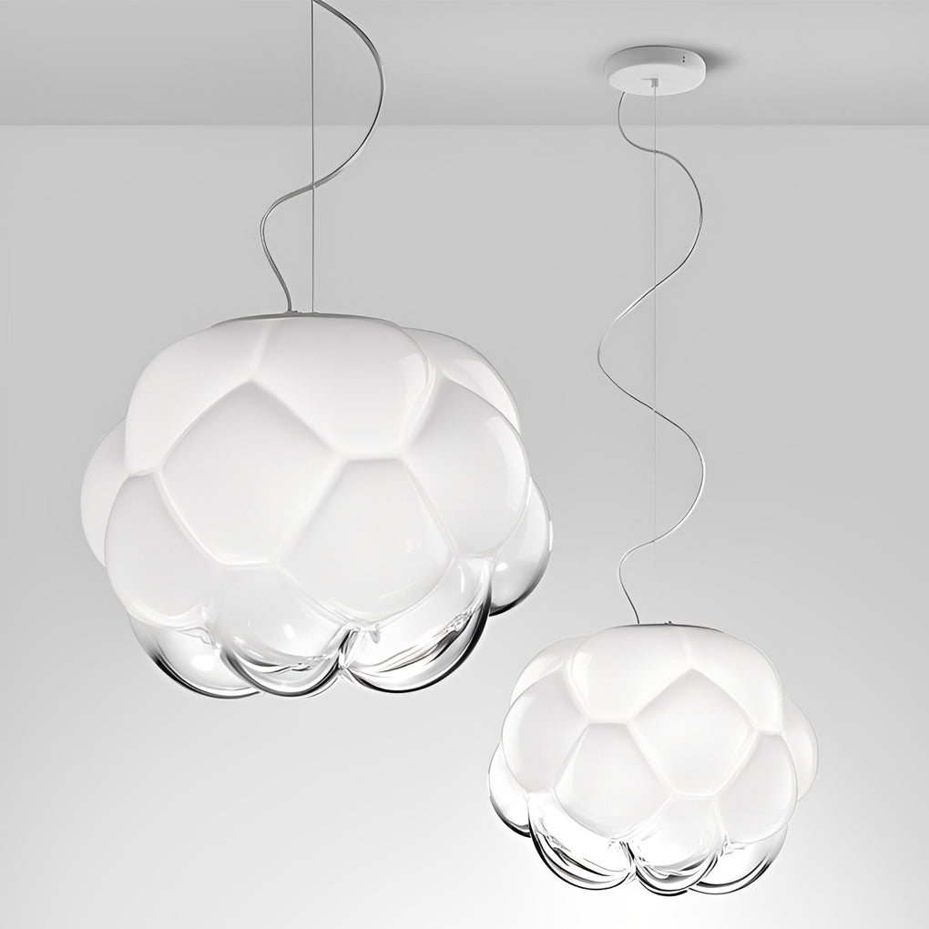 Cloud Glass Pendant Light - Modern White LED Ceiling Chandelier