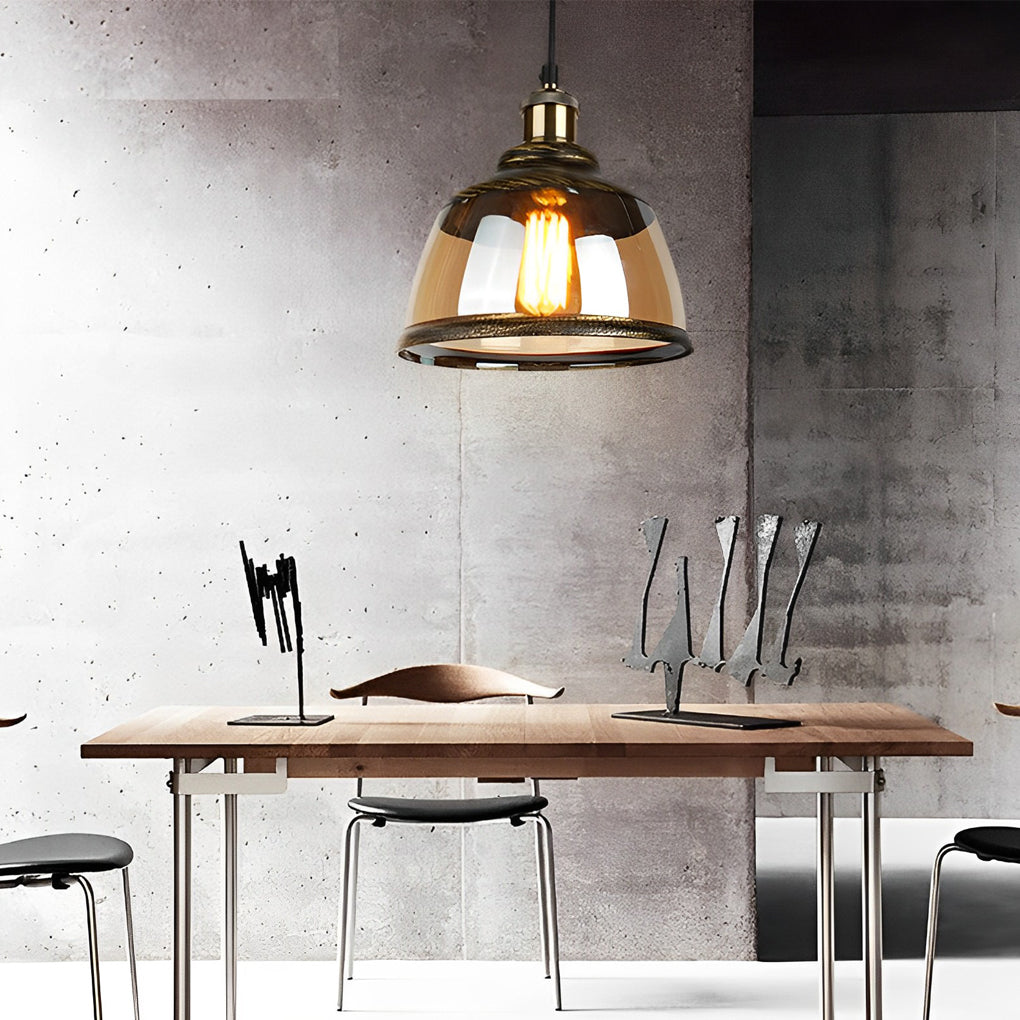 Green Bronze Glass Industrial Pendant Light Small Chandelier