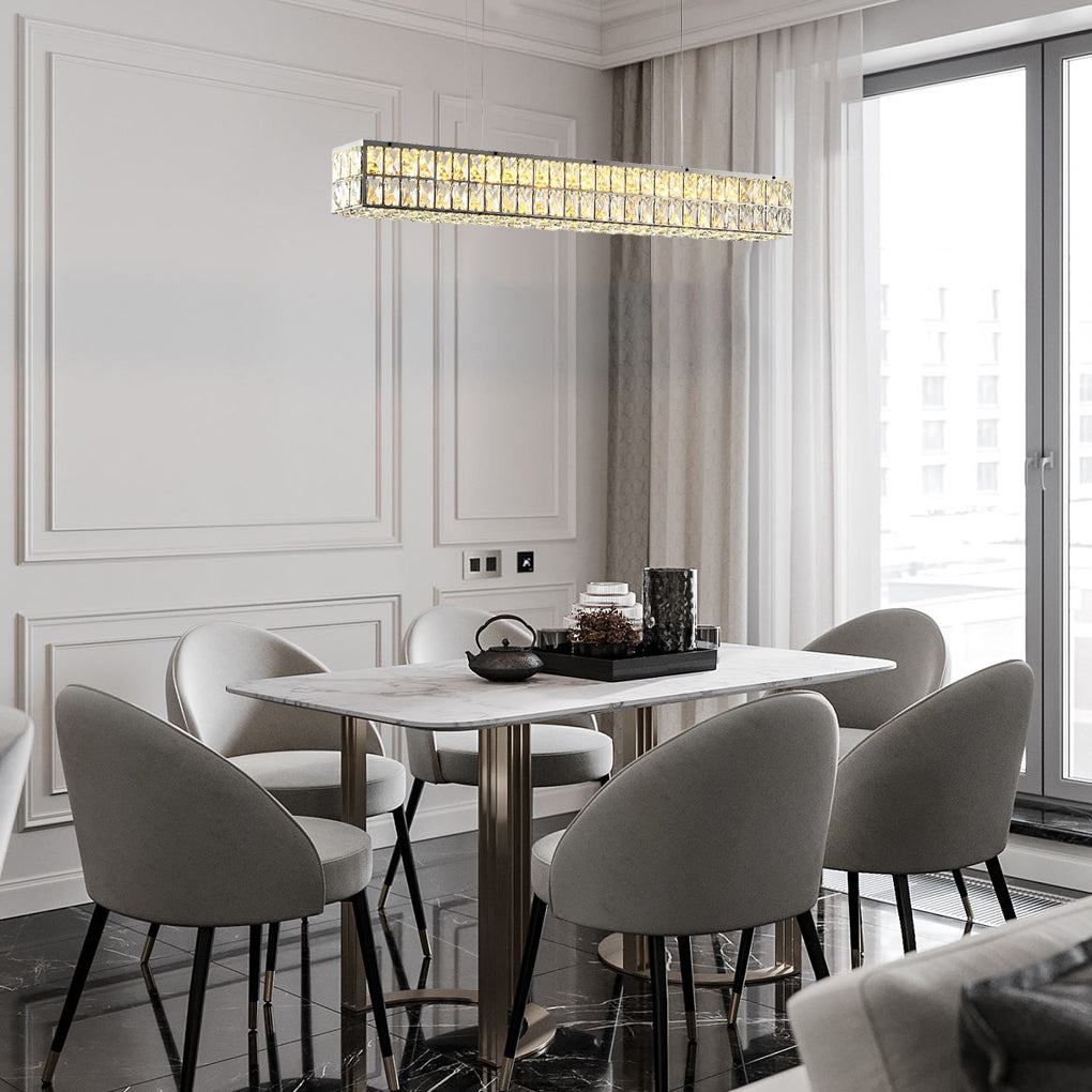 Rectangular Crystal Chandelier with Three-Step Dimming - Modern LED