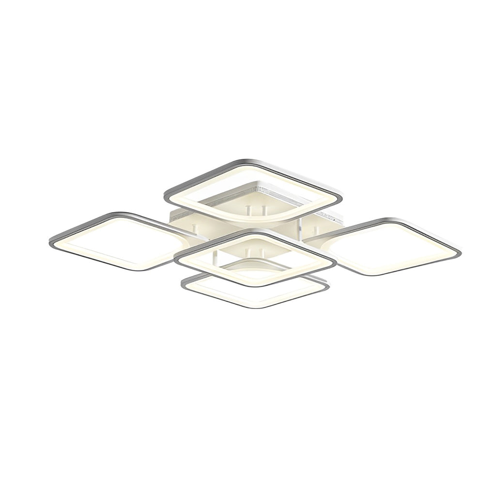 Modern Square LED Ceiling Light with Stepless Dimming & Remote