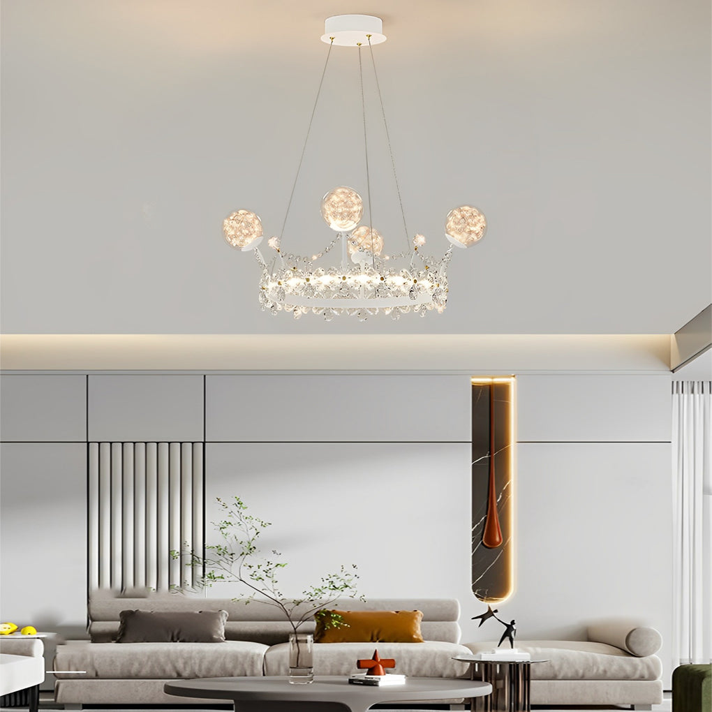 Modern Crystal Glass Chandelier with Flower Decor & 3-Step Dimming