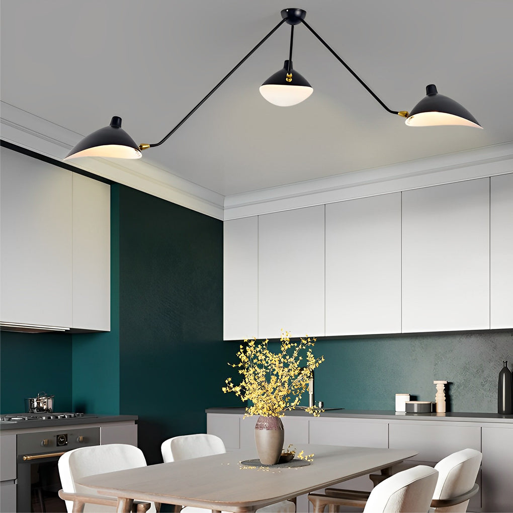 Rotatable 3-Light Modern Ceiling Light in Black Hardware