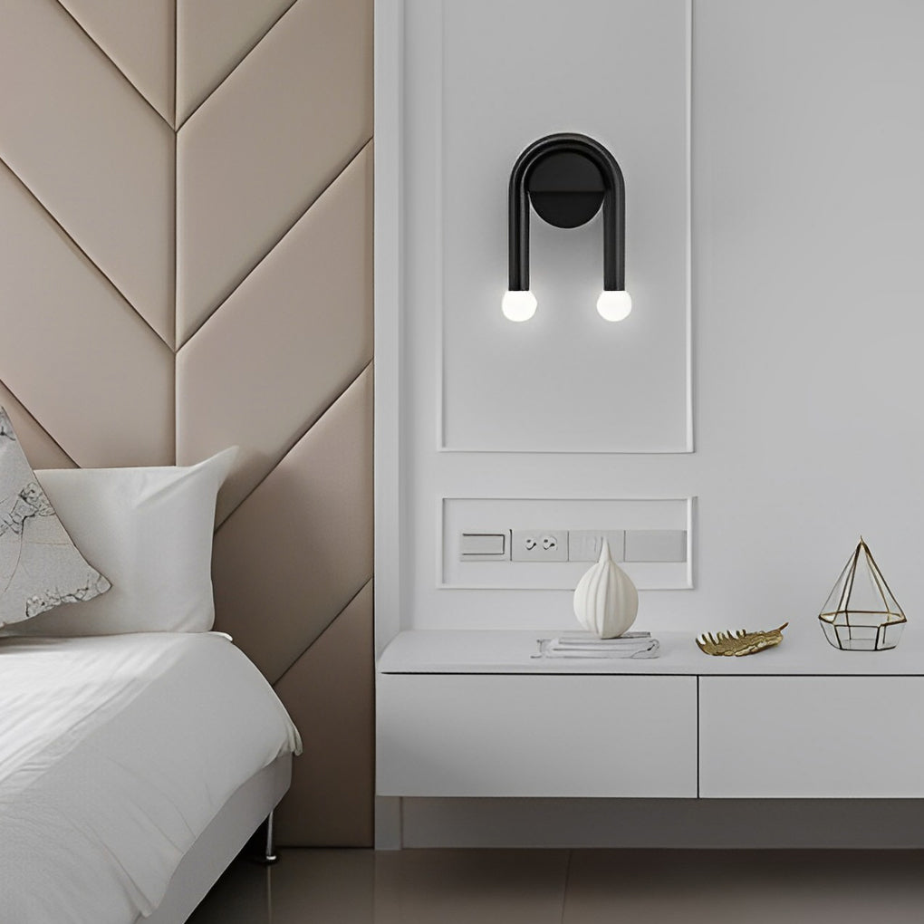Modern Black Wall Sconce with Dual Glass Shades - G4 Wall Lamp