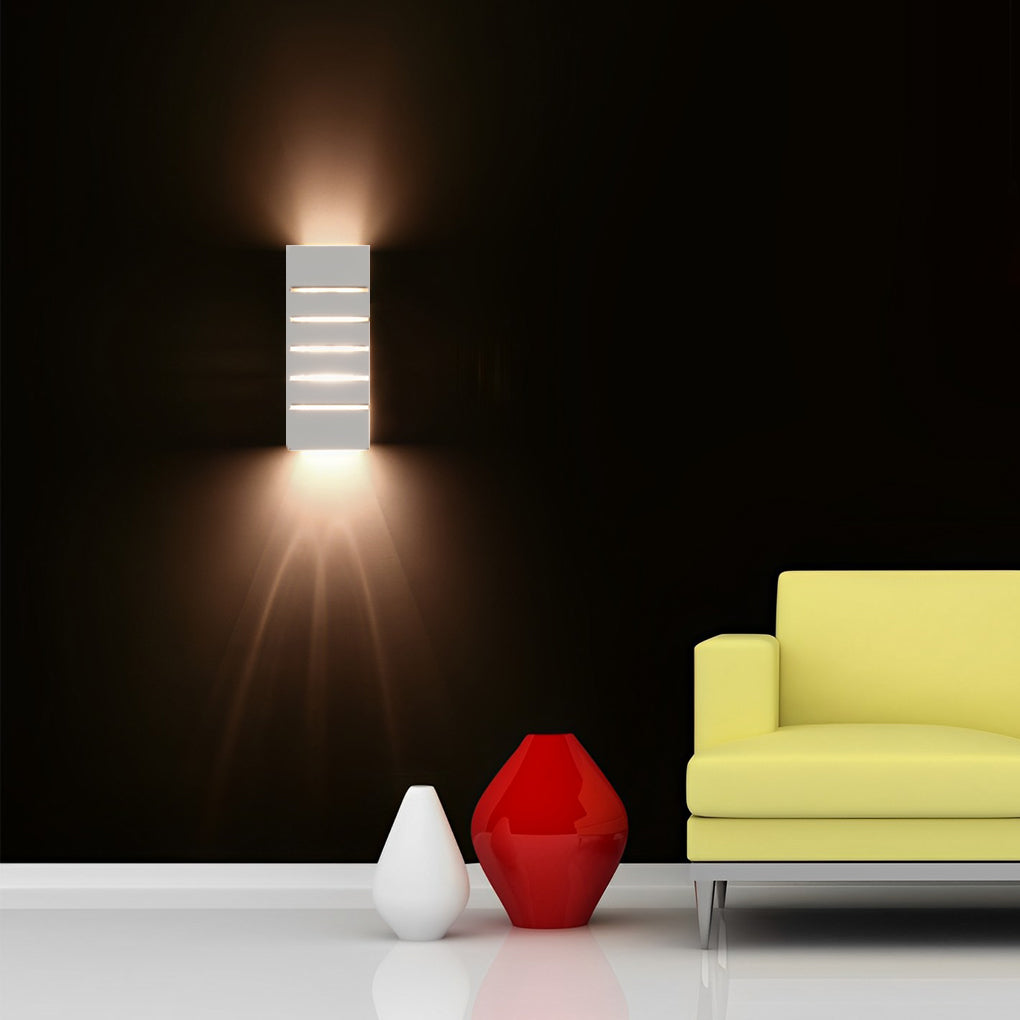 Modern Gypsum Glass Up Down Wall Light White Rectangular Sconce