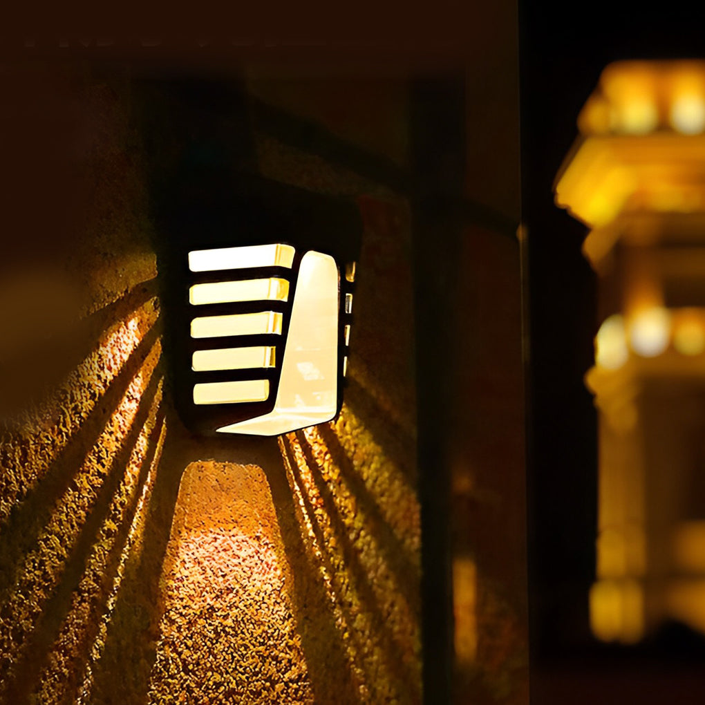 Modern Solar LED Outdoor Wall Light - Waterproof Black Finish
