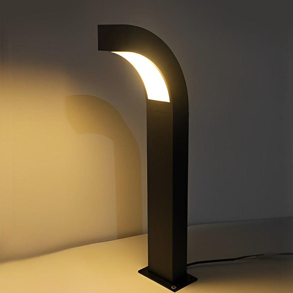Curved LED Path Light Modern Black Aluminum Outdoor Landscape Lighting