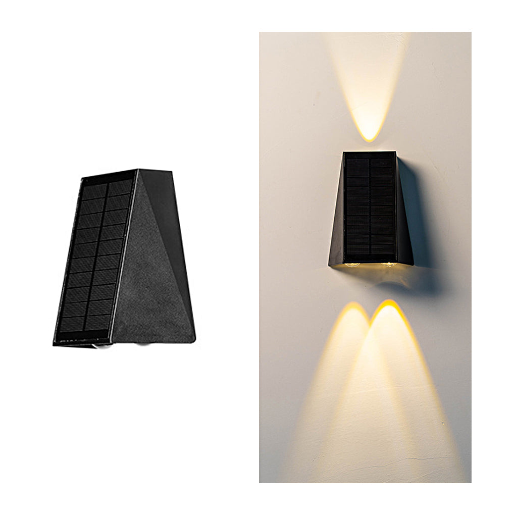Modern Solar LED Outdoor Wall Light - Up Down Waterproof Black