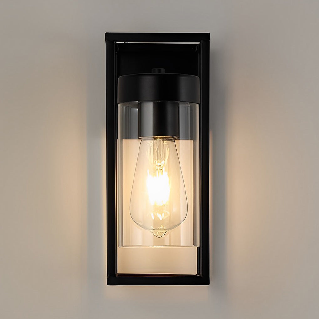 Minimalist Black Iron Glass Wall Sconce - Industrial Style