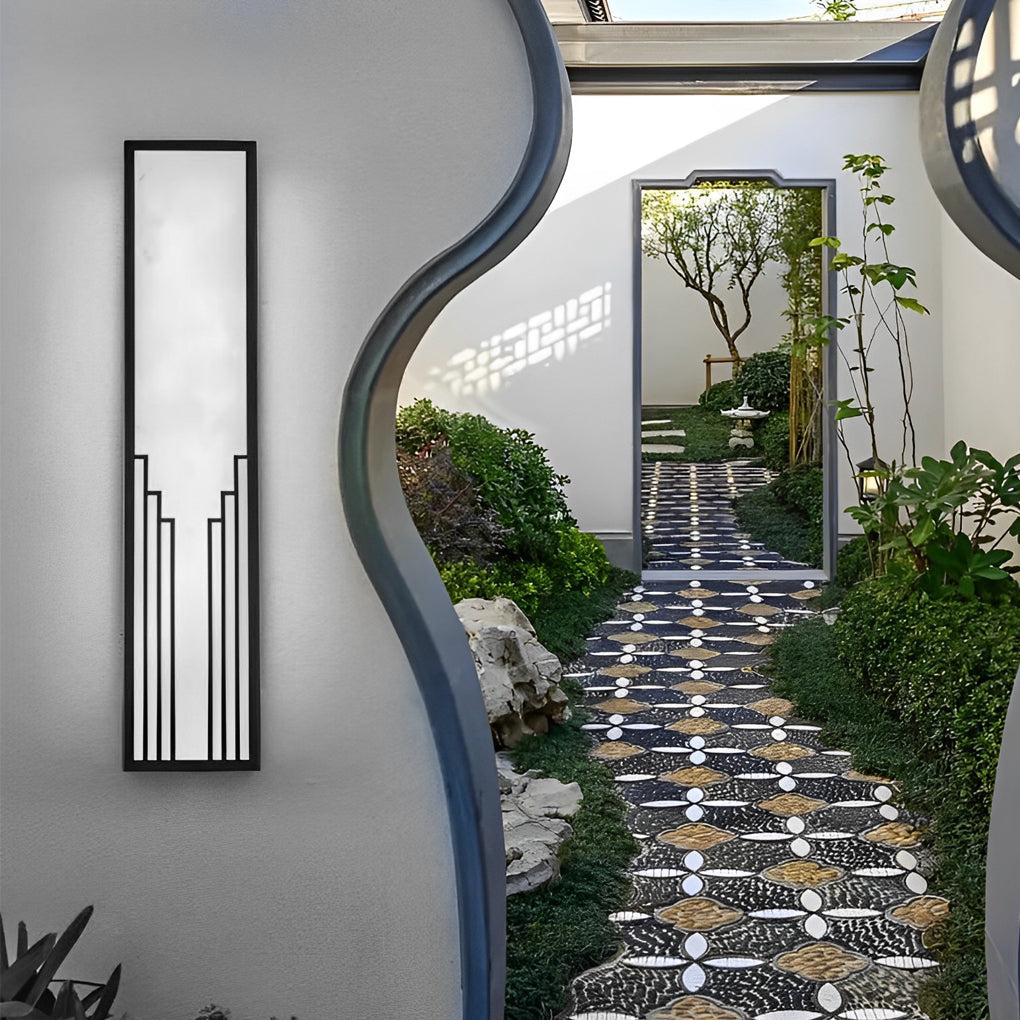 Modern Rectangular LED Outdoor Wall Light - Black Waterproof