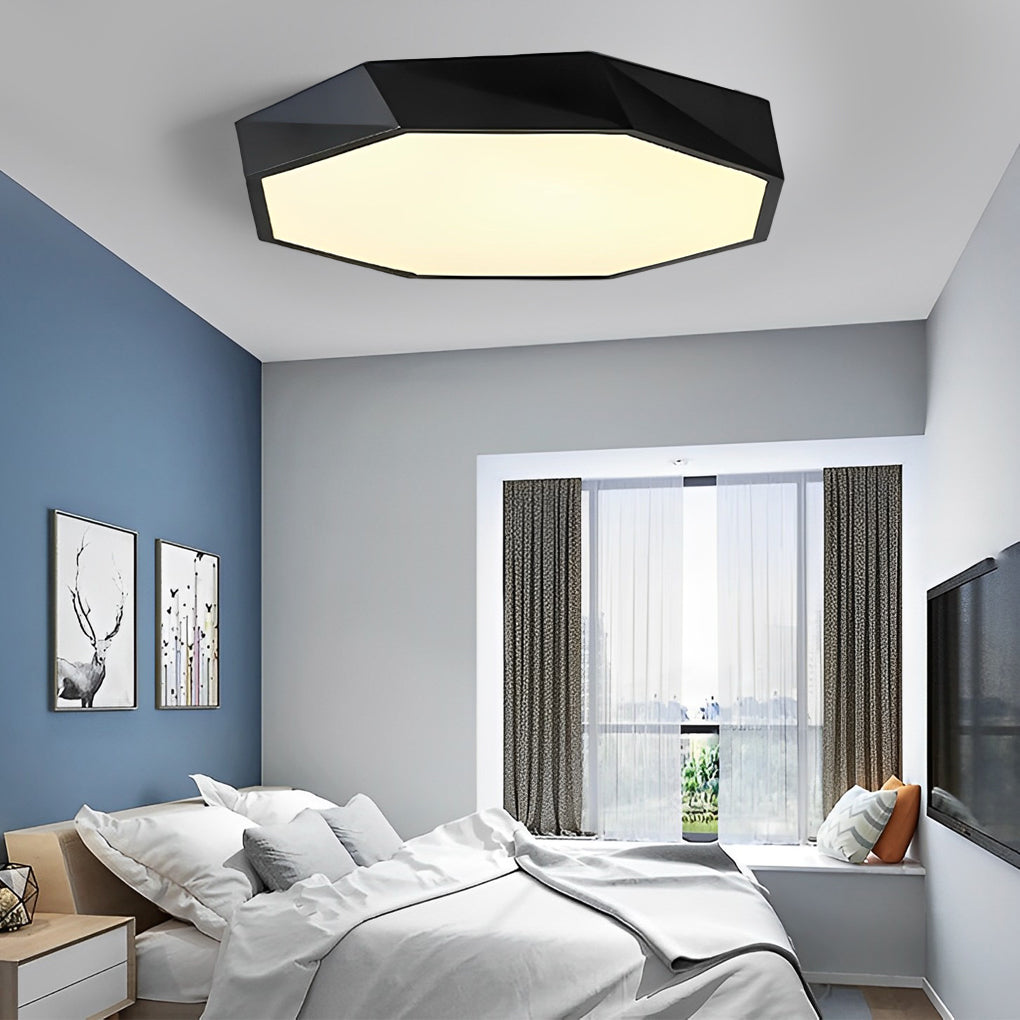 Modern Geometric LED Flush Mount Ceiling Light with Remote