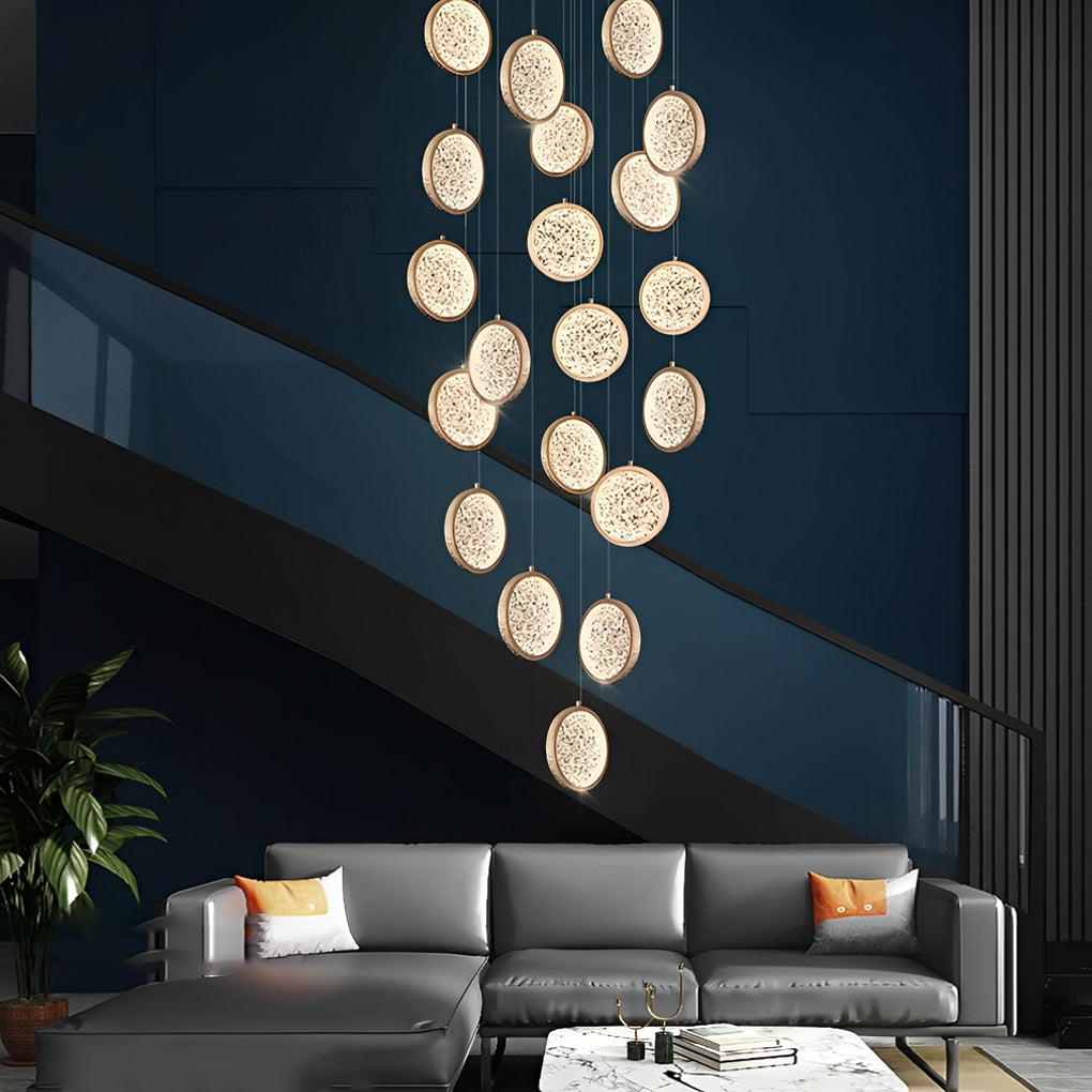Modern Round Pendant Light with Iron & Acrylic Shade - 3-Step Dimming