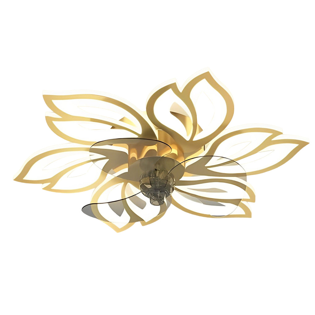 Modern Flower LED Ceiling Fan Light with Stepless Dimming