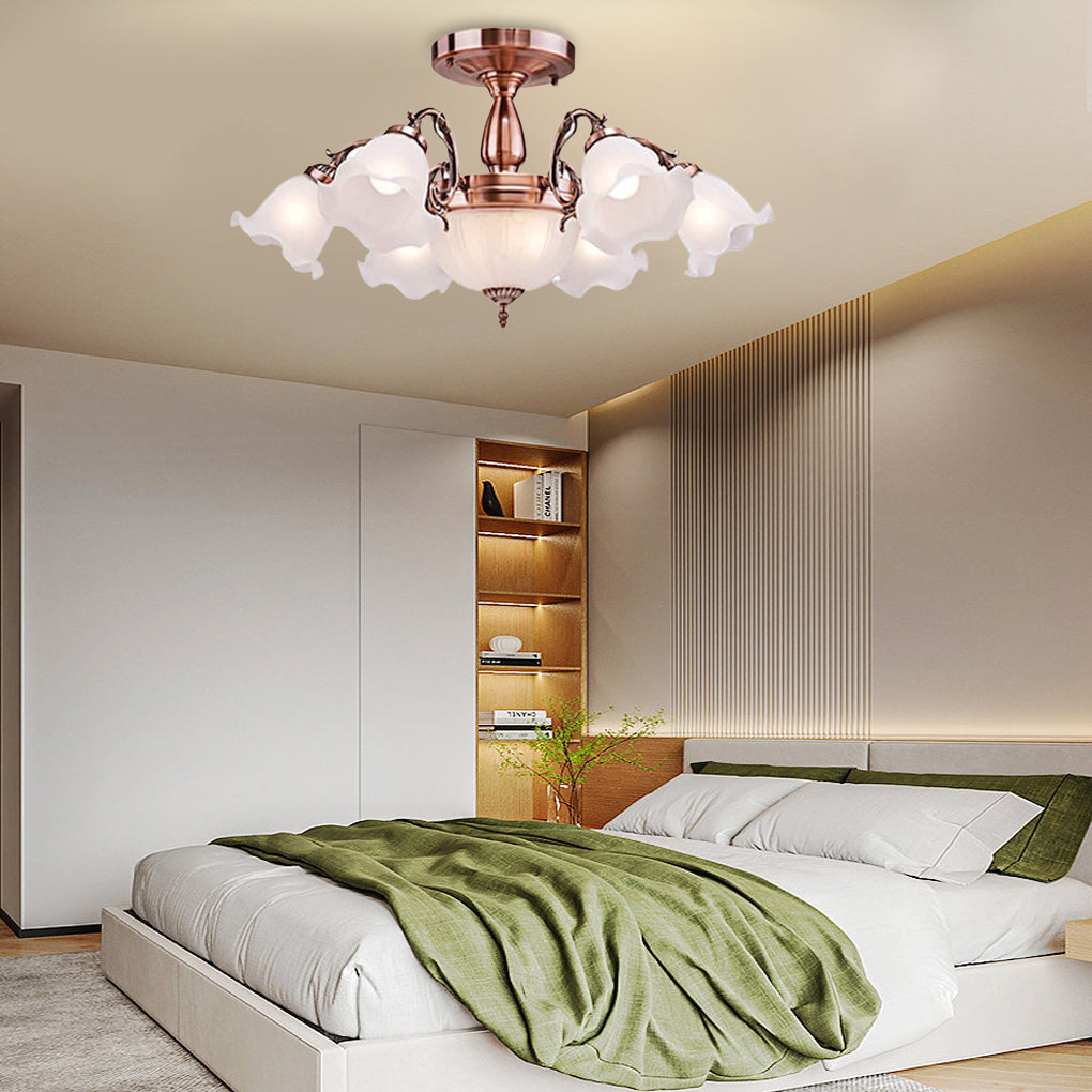8-Light Traditional Chandelier with Electroplated Glass Shades