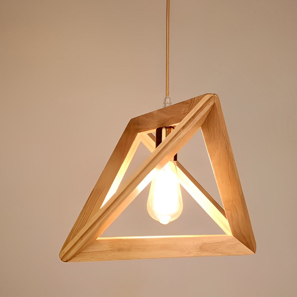 Geometric Wood Pendant Light - Modern Farmhouse Rustic Ceiling Fixture