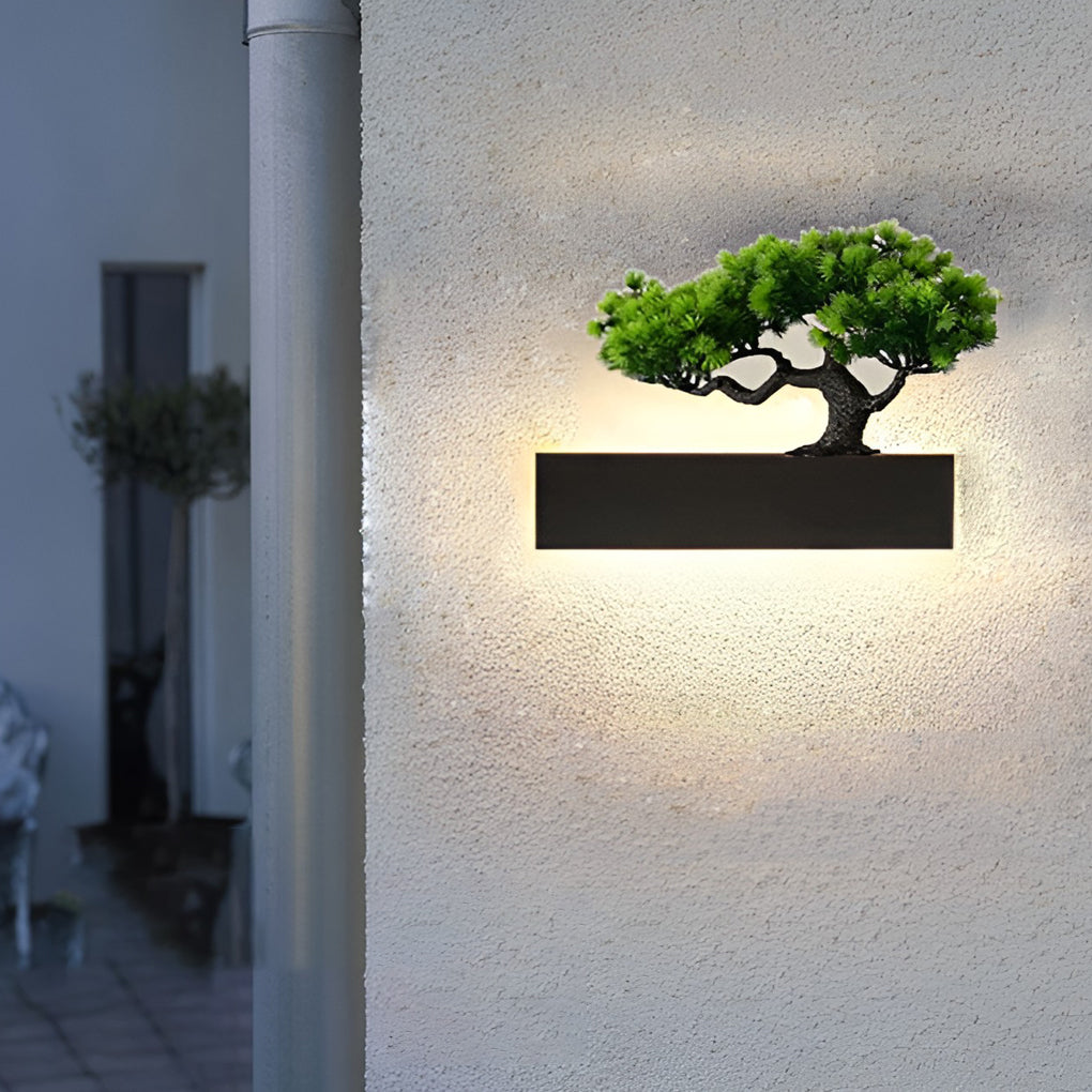 Waterproof Strip Outdoor Wall Light with Botanical Accent