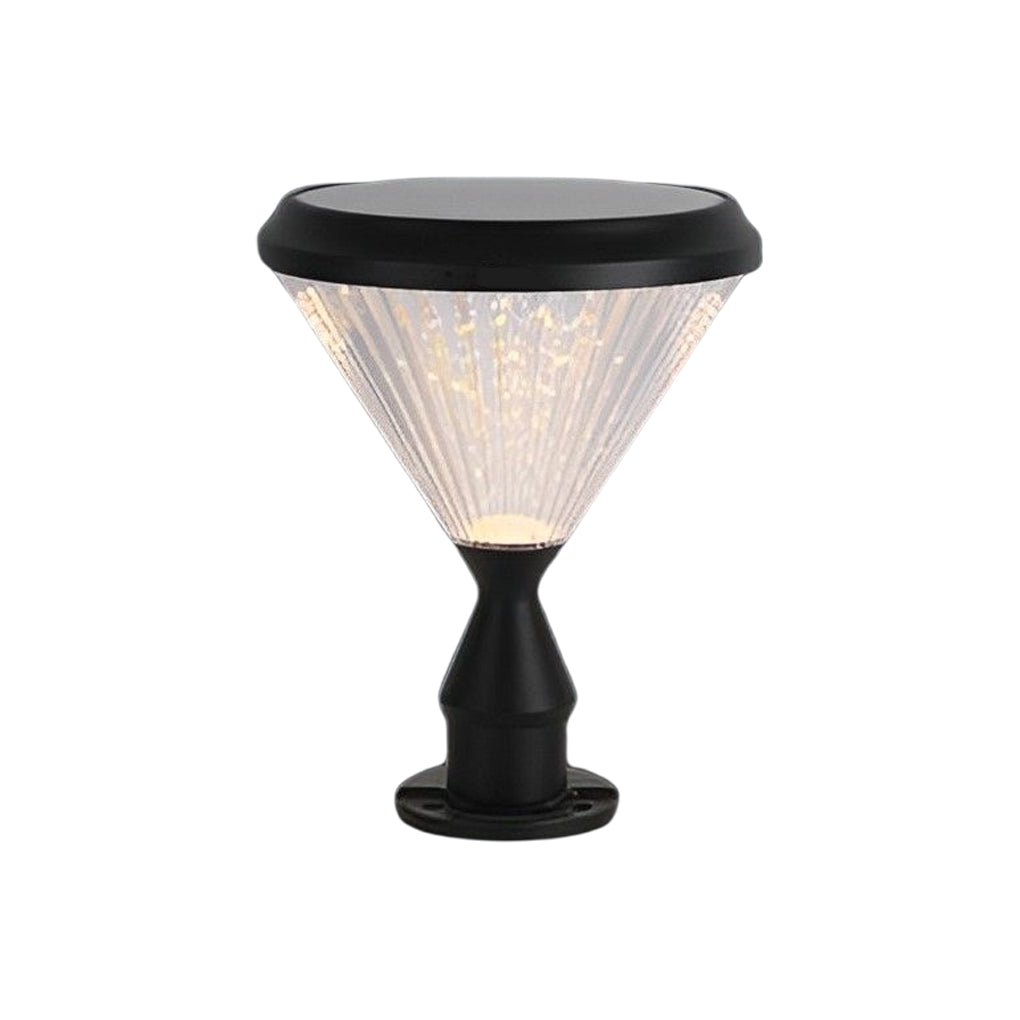 Solar LED Outdoor Light with Ribbed Shade in Black