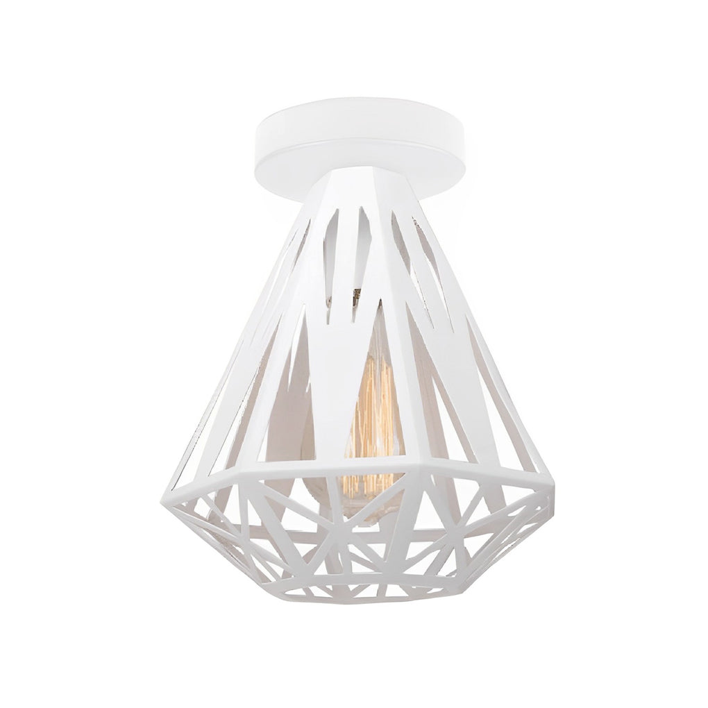 Industrial Iron Cage Semi-Flush Ceiling Light with LED