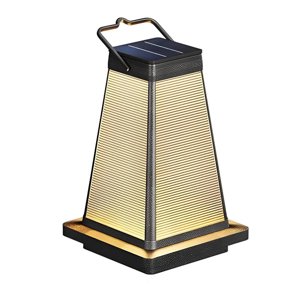 Modern Square Solar LED Outdoor Lantern with Handle - Waterproof