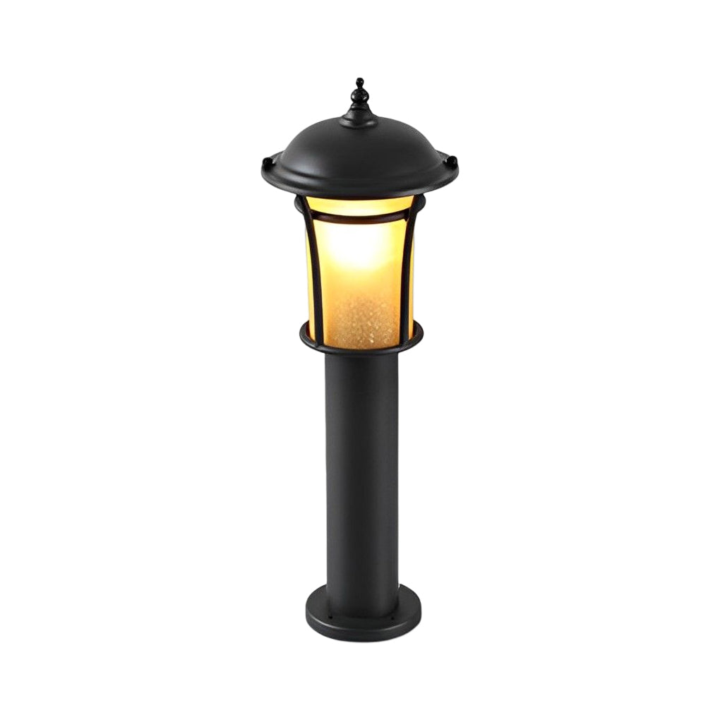 Traditional Iron & Glass LED Garden Lamp – Waterproof Outdoor Post
