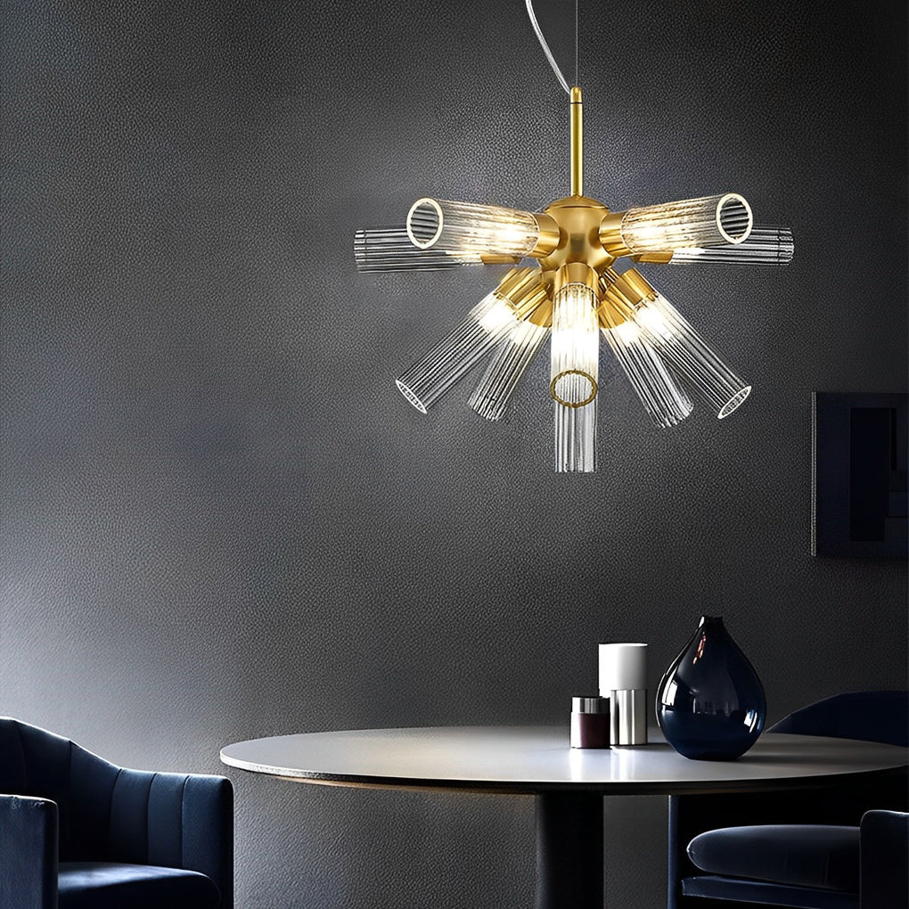 Modern Sputnik Chandelier with Acrylic Tubes & Three-Step Dimming