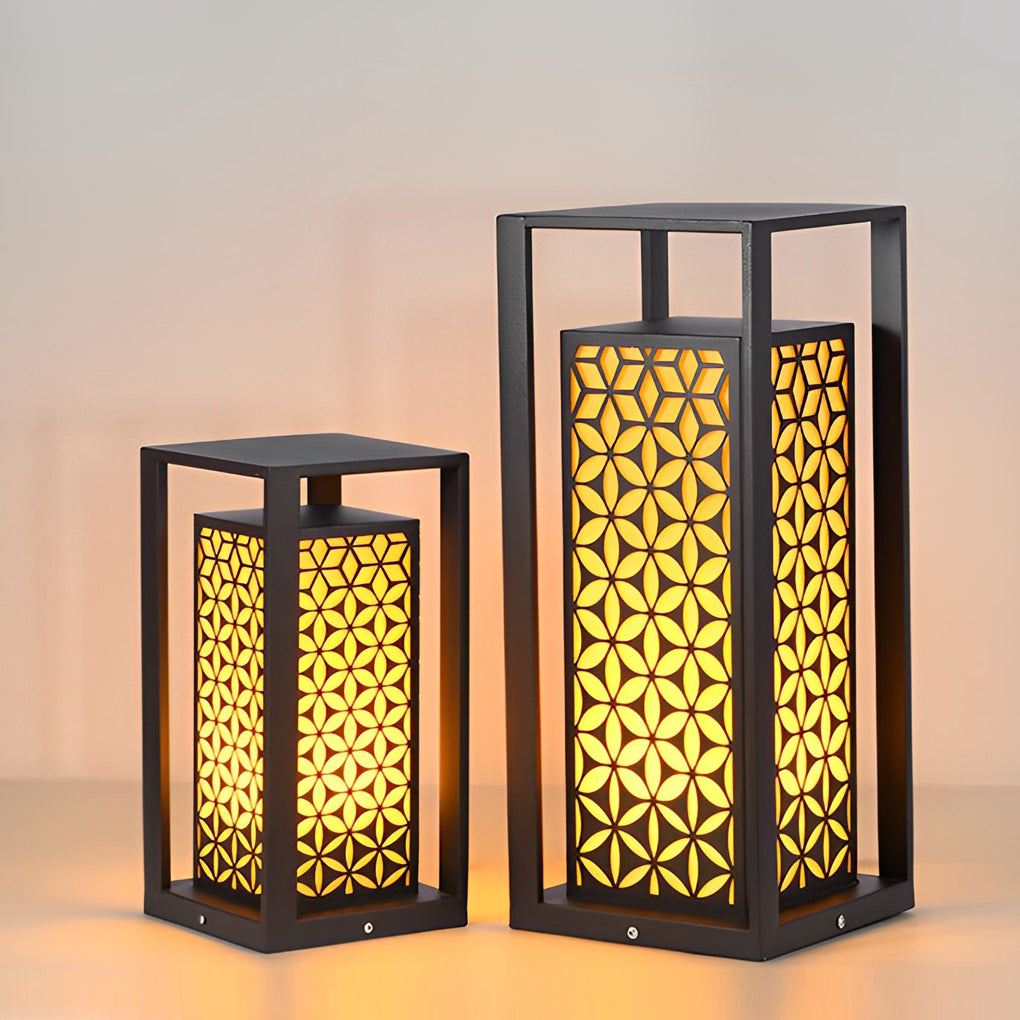 Floral Pattern LED Lawn Lamp Modern Pathway Light Black