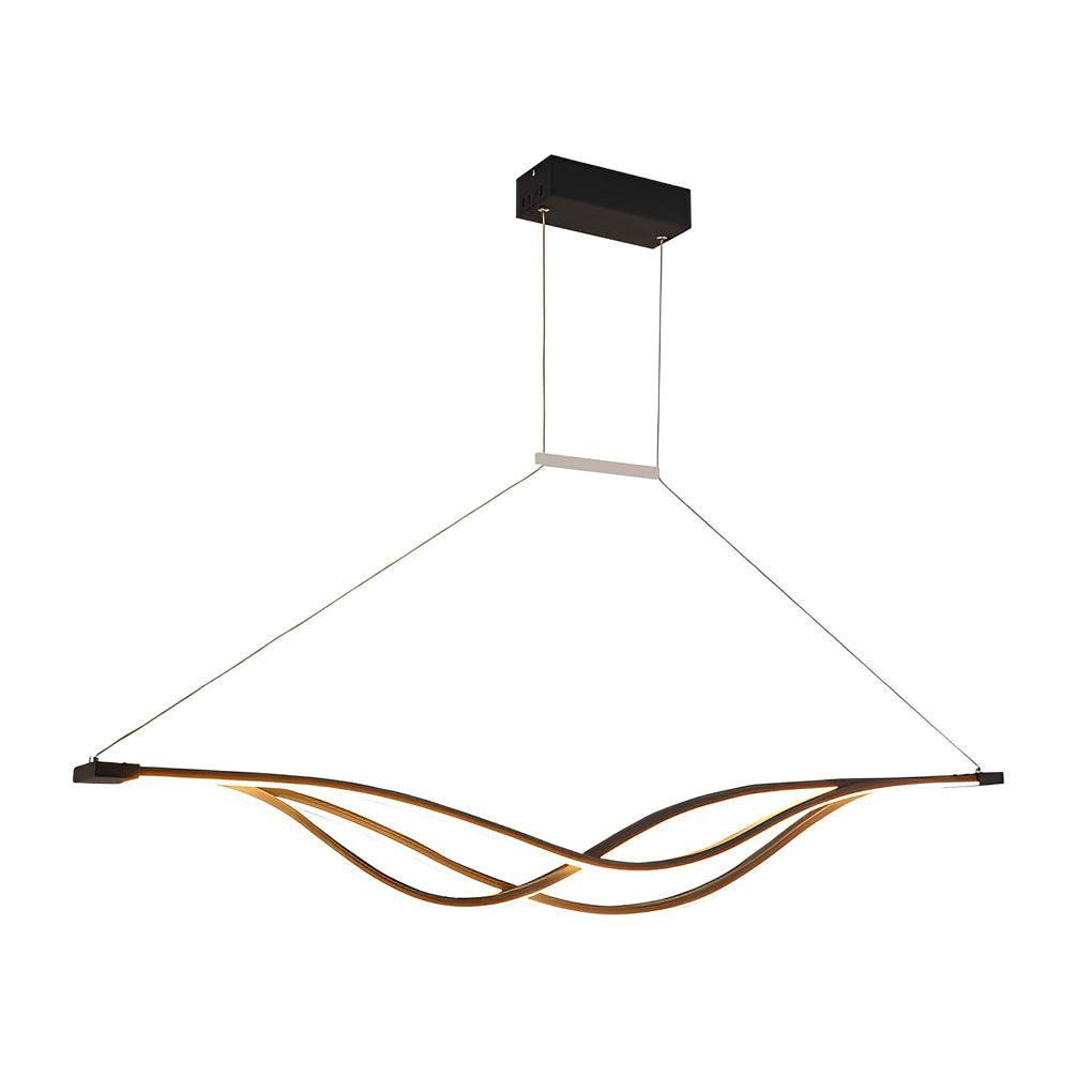 Modern Wave Linear Dimmable LED Pendant Light with Remote