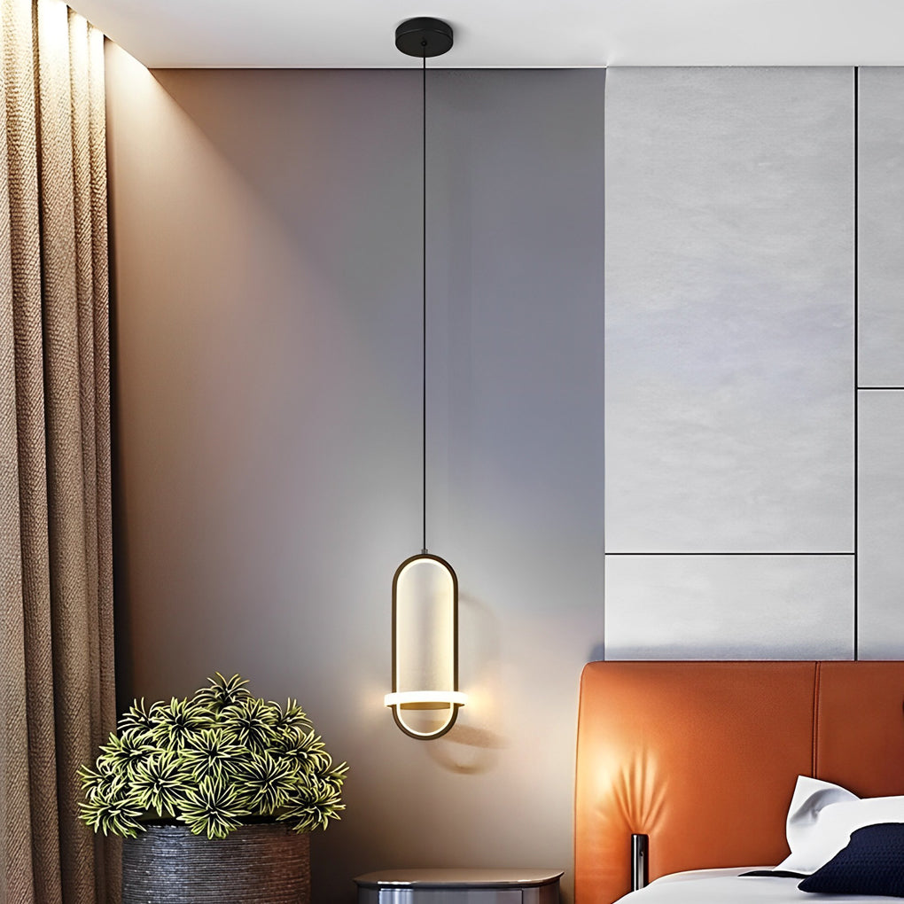 Modern Rounded Rectangle LED Pendant Light Aluminum Silicone Shade