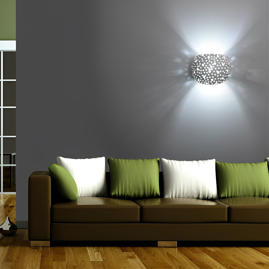 Modern Hollow Gypsum LED Wall Sconce - White Minimalist Up Down Light