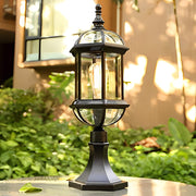 Black Retro Outdoor Post Light Waterproof Metal Glass Fence Lamp