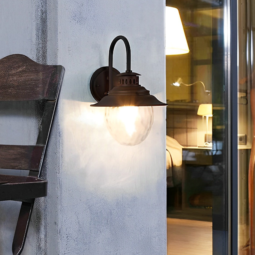 Modern Glass Aluminum Outdoor Wall Sconce with Stone Pattern Design