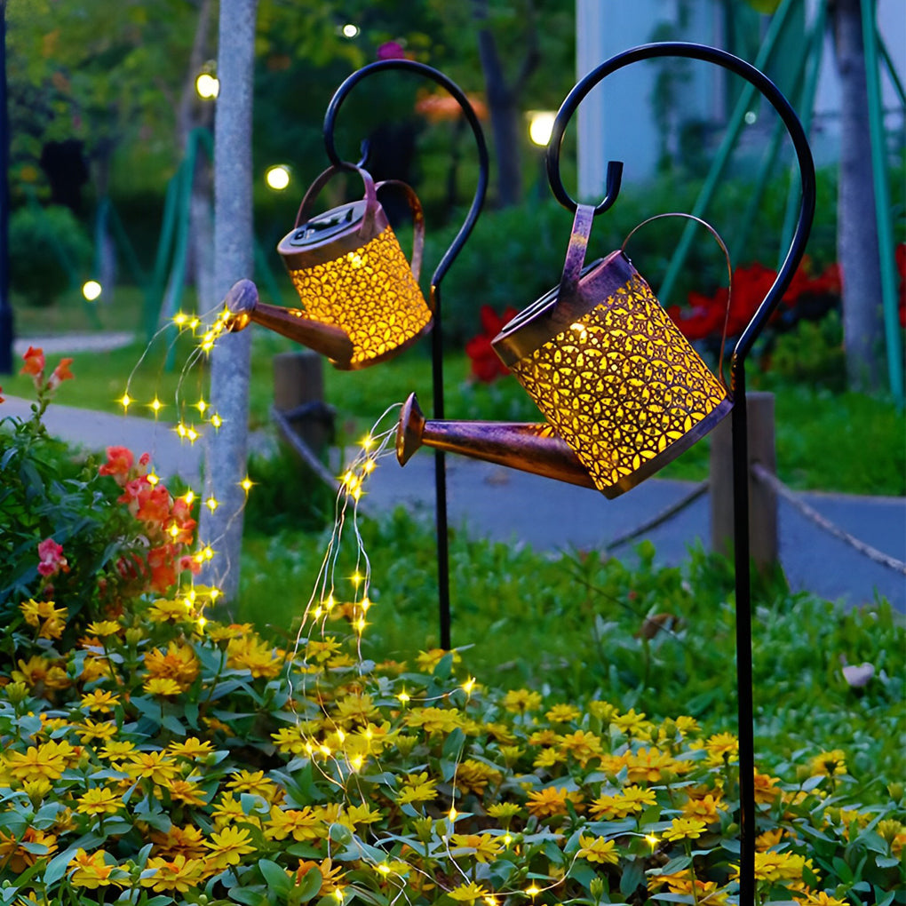 Solar LED Kettle Shower Garden Light Waterproof Outdoor Landscape