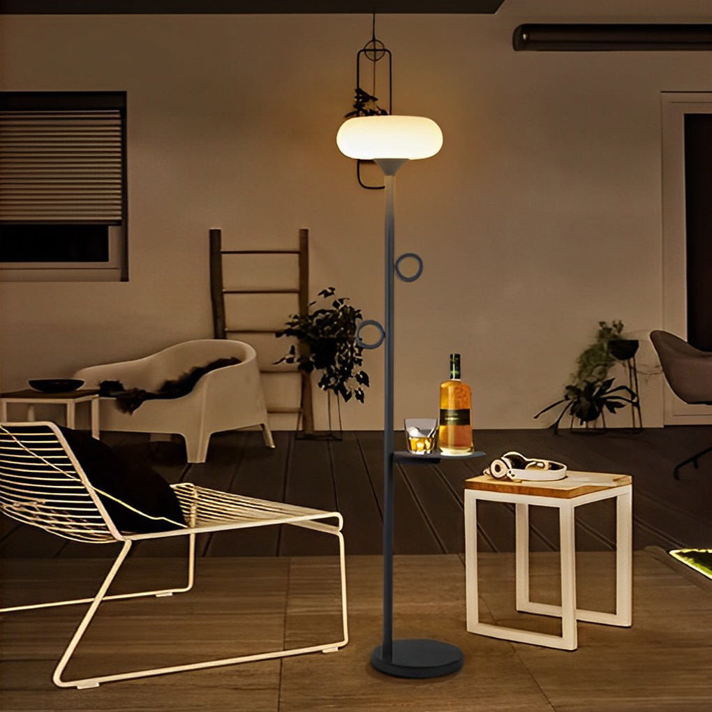 Modern LED Outdoor Floor Lamp with Remote Control - Black Steel