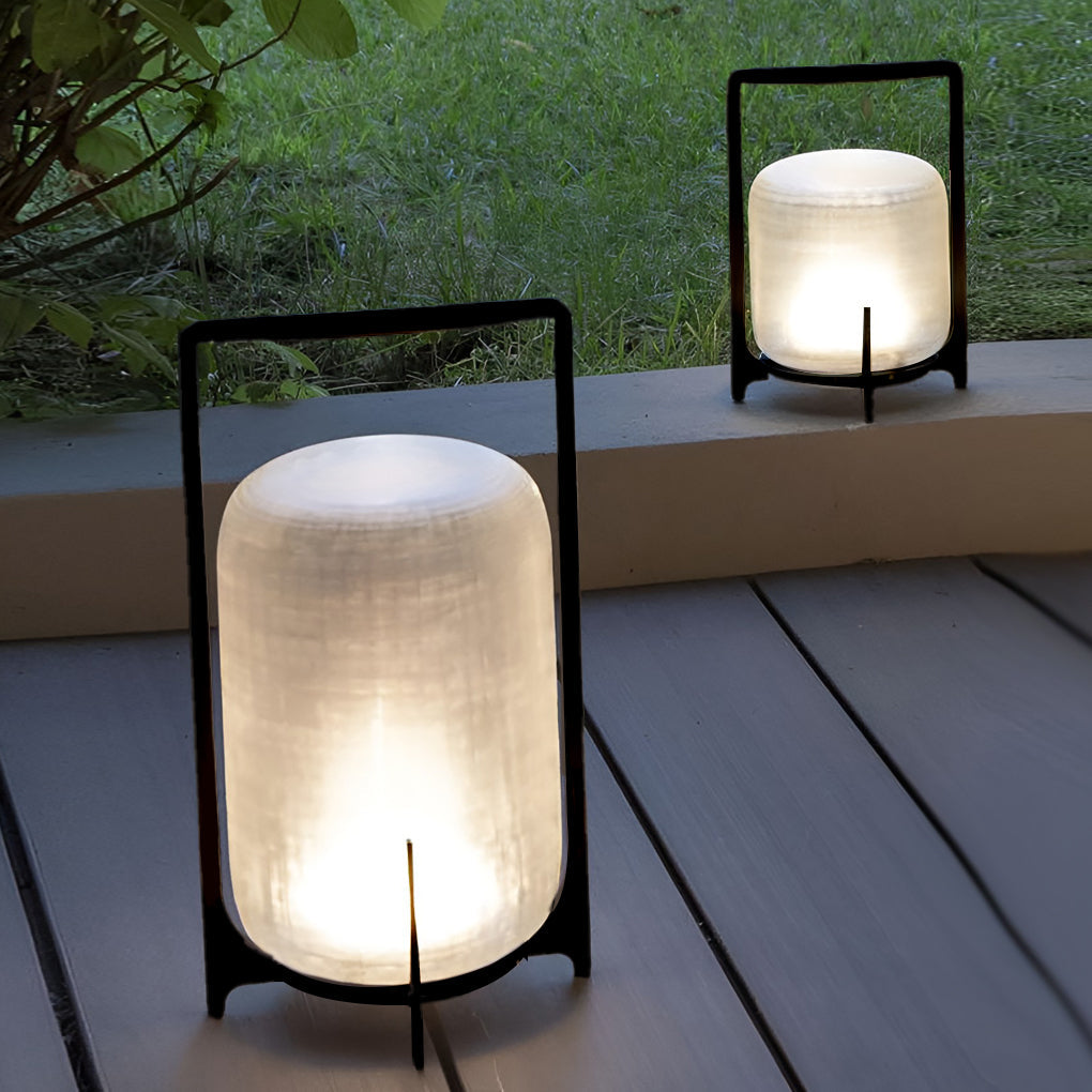 Modern Glass Lantern LED Waterproof Outdoor Floor Lamp
