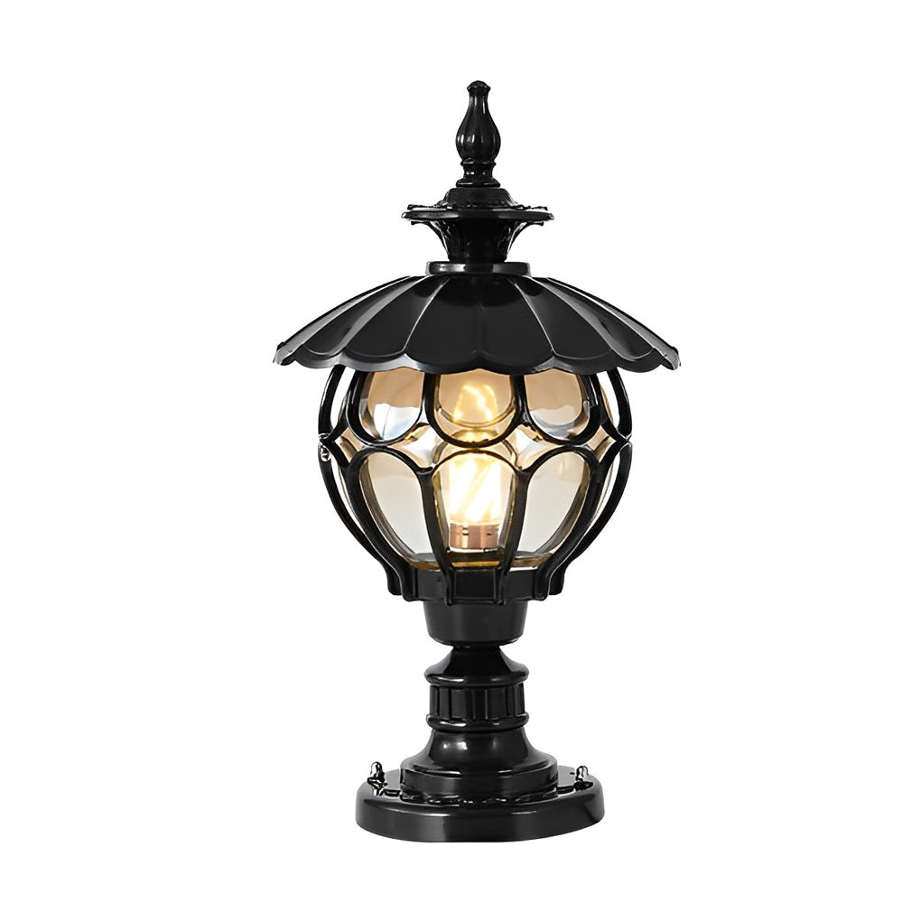 Outdoor Pillar Lamp | Cognac Glass | Die-Cast Aluminum